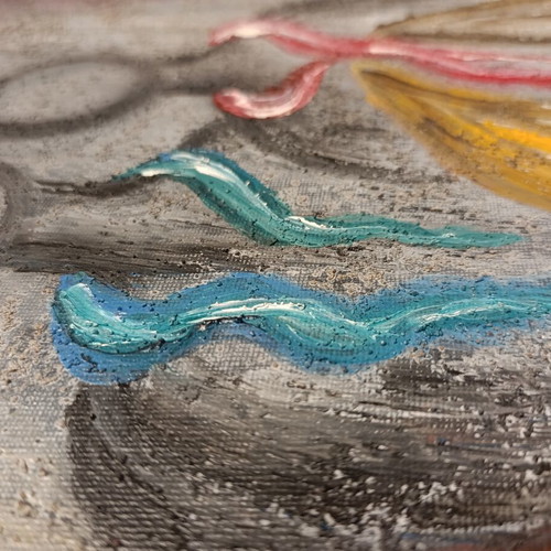 Agiakatsika Acrylic Painting on Canvas 30x40 with Embossed Texture 2008