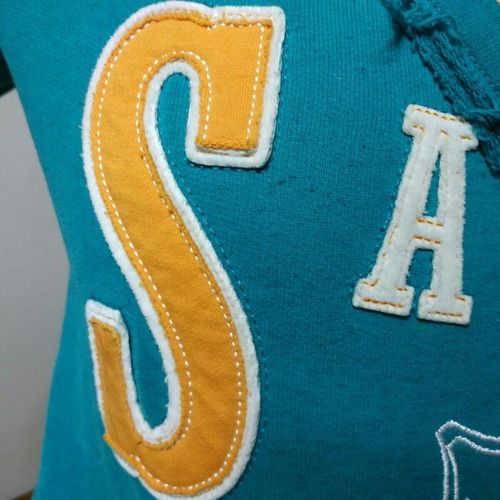 SugarFree turquoise V-neck long sweatshirt, small