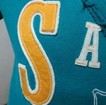 SugarFree turquoise V-neck long sweatshirt, small