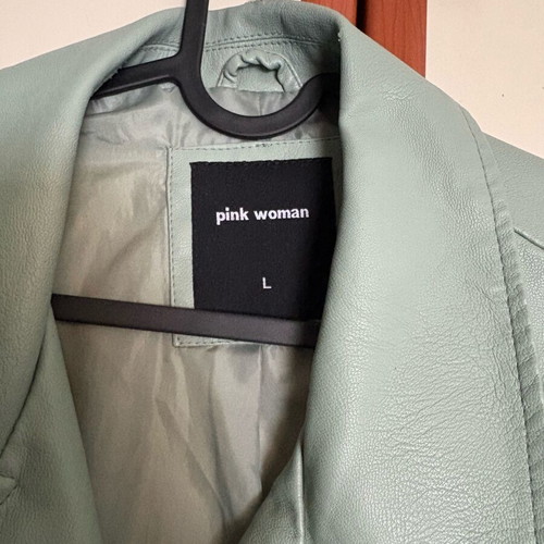 Pink Woman leather jacket used, green, size L