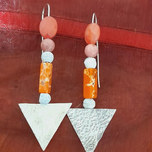 Handmade silver earrings 925 with semi-precious stones, new