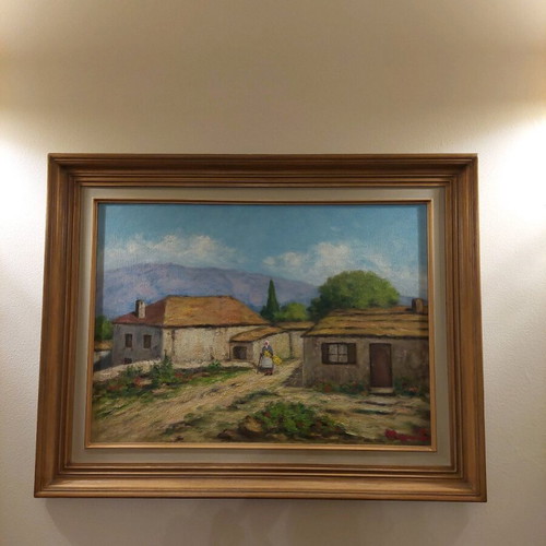 Oil painting by M. Romanidou like new with frame