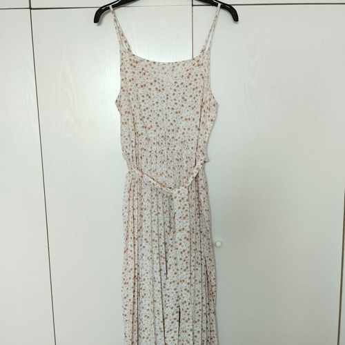 Floral midi dress white with beige orange flowers, like new