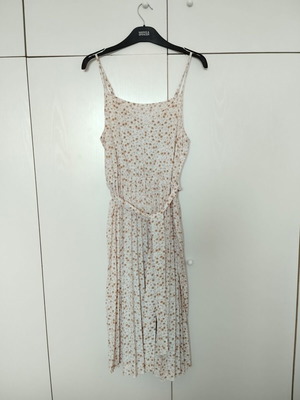 Floral midi dress white with beige orange flowers, like new