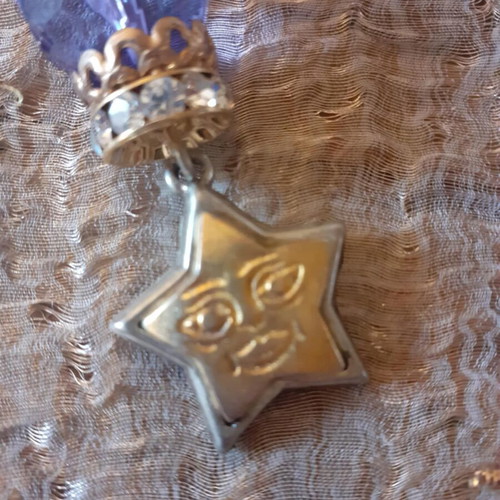 Keychain new with star charm and blue stone