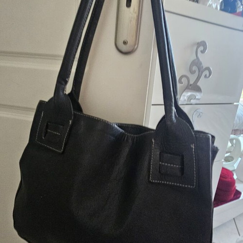 Leather shoulder bag used, black