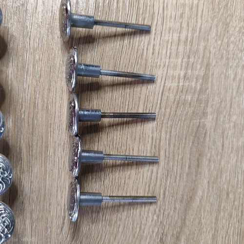 Vintage furniture cabinet knobs used, set of 25 silver