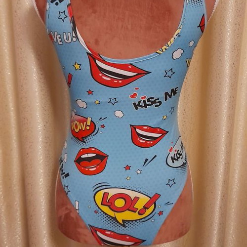 One-piece swimsuit like new, size S-M, blue and red
