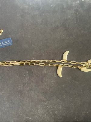 Gold Chain Necklace with Teeth New, White and Gold