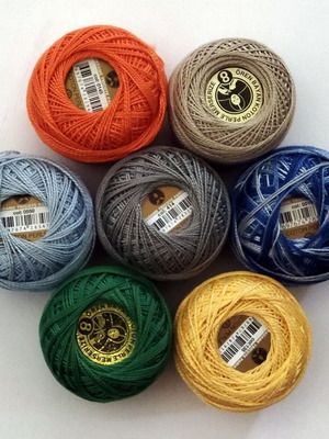 Cotton Thread Set for Embroidery and Lace, 7 Balls, New