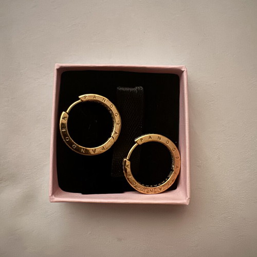 Pandora signature logo pave gold-plated hoop earrings with zirconia