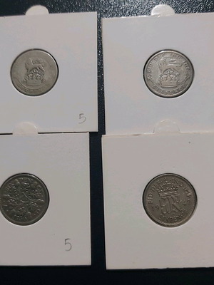 Αγγλία 6 Πένες Μεταχειρισμένες, Διαφορετικές Ημερομηνίες, Ασημένιες
