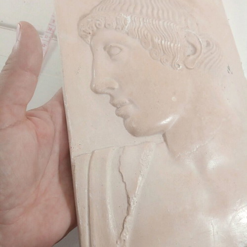 Relief depiction of Apollo of Olympia in plaster 25x28 cm without frame