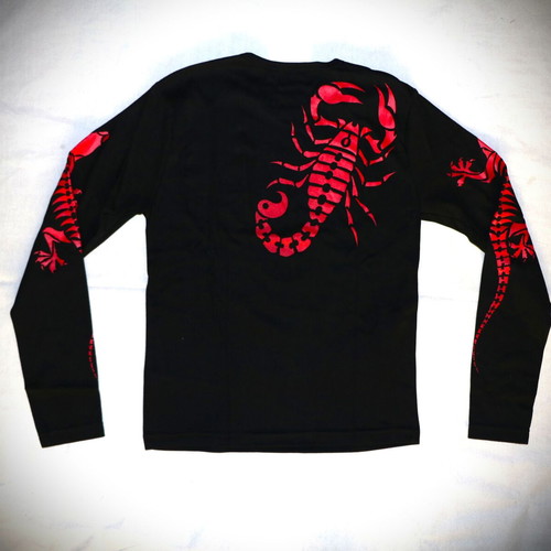 Work T-Shirt Scorpio long sleeve vintage size M black red cotton