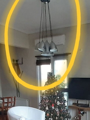 Pendant light with 7 energy-saving LED lamps, used