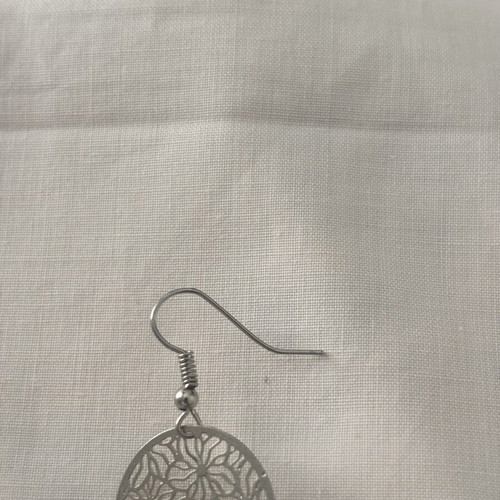 Silver earrings with floral design, like new