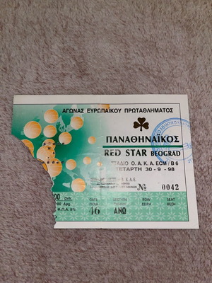 Basketball match ticket Panathinaikos Red Star 1998 used