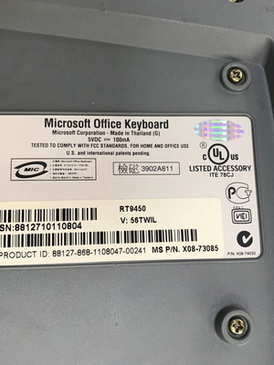 Microsoft Office Keyboard Model No.-RT9450 USB, Wired