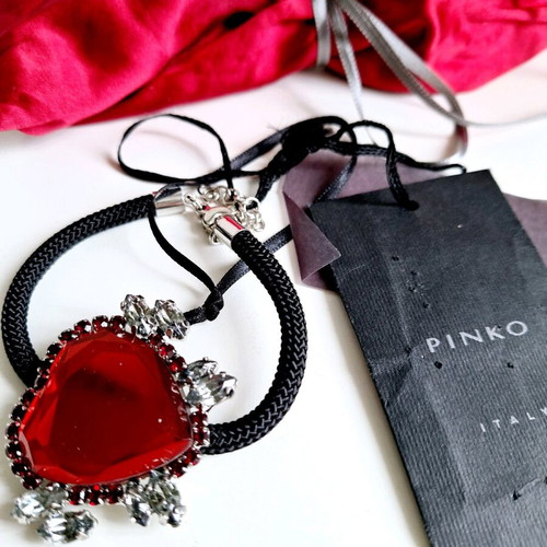 Pinko heart bracelet new with tag, black and red