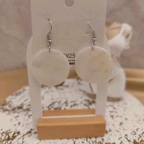 Long white earrings new with silver details