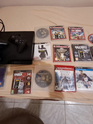 PlayStation 3 console used with 15 games and two controllers