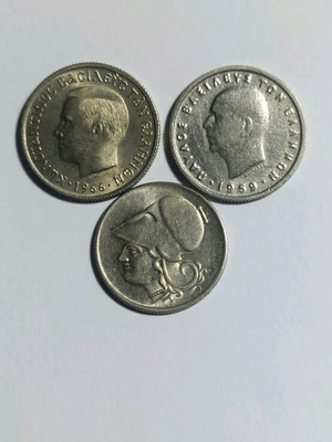Coins Greece 50 Lepta 1959, 50 Lepta 1966, 20 Lepta 1926 new