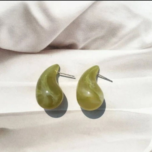 Water Drop Earrings in Olive Green Shades new