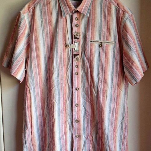 Trachten vintage Austrian Alpen Oktoberfest cotton shirt XXL
