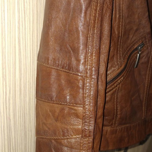 Saint Tropez leather jacket new, vintage style, brown, size S