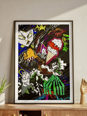 A3 Poster Handmade Art New Cartooncore Expressionistic Style