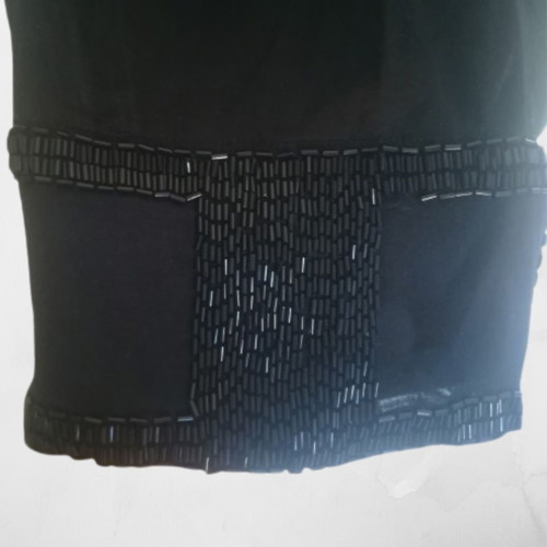 French Connection black short dress with rhinestones used, size Small UK8