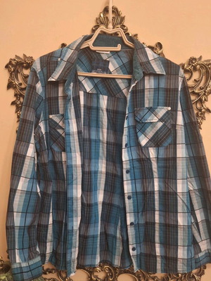 Street One women's plaid shirt like new, gray-black-light blue-blue
