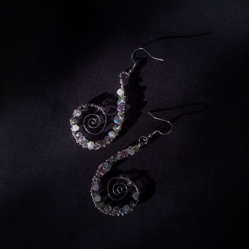 Spiral earrings with crystals and 925 silver made to order