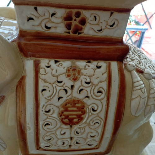 Vintage ceramic decorative elephant with Asian details