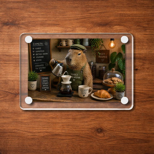 Acrylic Coffee Capybara fridge magnet new, coffee & calm vibes