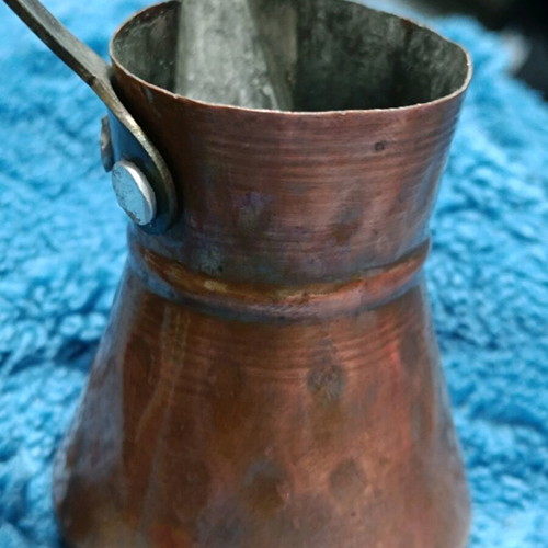 Vintage copper Greek coffee briki set of 3 pieces, good condition