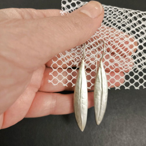 Silver 925 handmade earrings with olive leaf like new