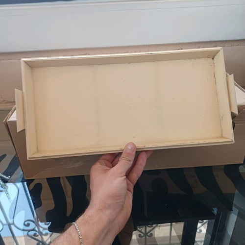 Wooden decorative tray used with Opal Schleiflack inscription