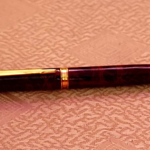 Caran d'Ache Genève pen new with brown marble lacquer and gold accents