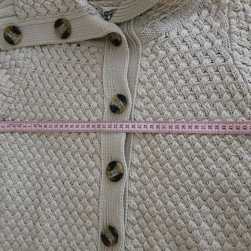 Long knitted cardigan like new, beige, warm with large collar