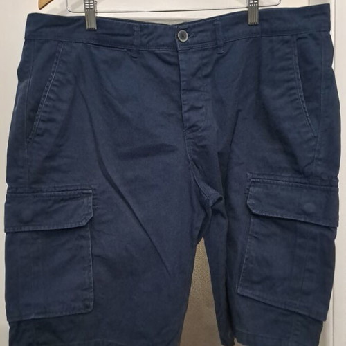 Cargo shorts Bershka blue used, cotton, XL XXL
