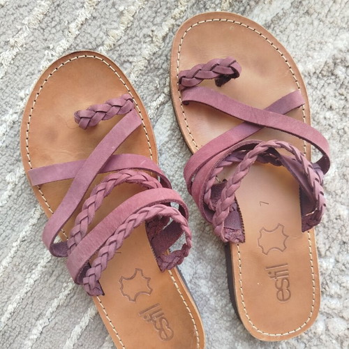 Estil leather sandals size 37 used, purple