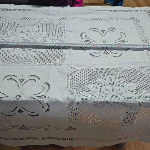 Handmade tablecloth from azur knit and machine 90x96 cm new