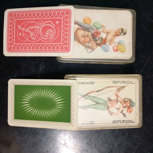 Retro erotic playing cards like new, set of two decks