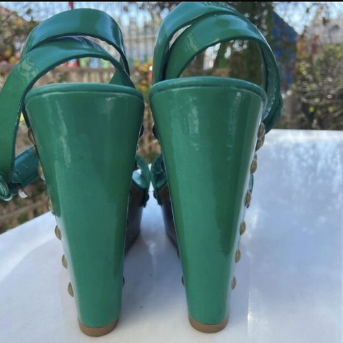 Ash green sandals like new, size 37, leather patent