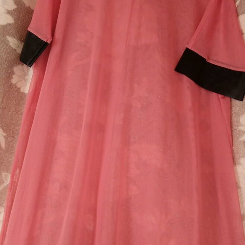 Tulle Sheer Blouse Dress like new, xxl-xxxl, pink with leather trims