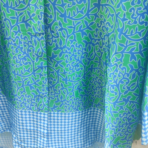 Shirt unused with mao collar and trois-quarts sleeves, one size, blue and green