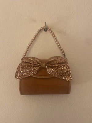 Monsoon mini handbag like new, velvet dusty pink with glitter bow