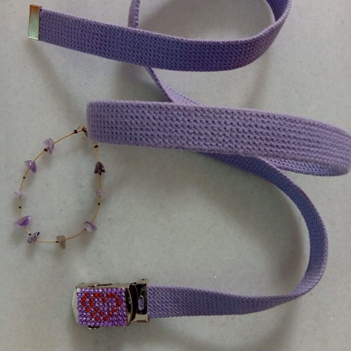 Fabric belt lilac with matching bracelet gift like new