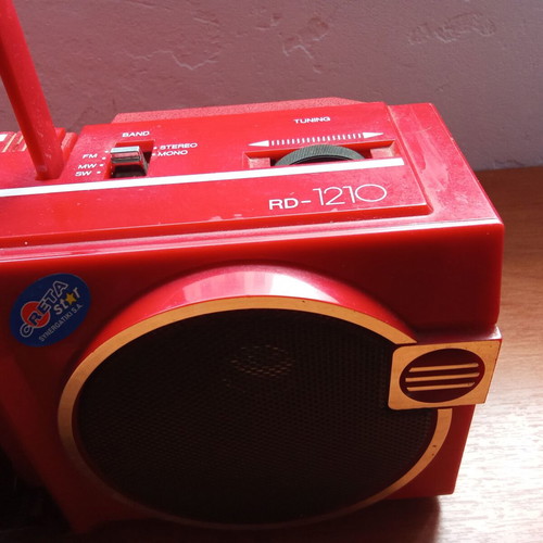 Boombox Fairmate RD 1210 Asahi cassette radio used, vintage 1980 red